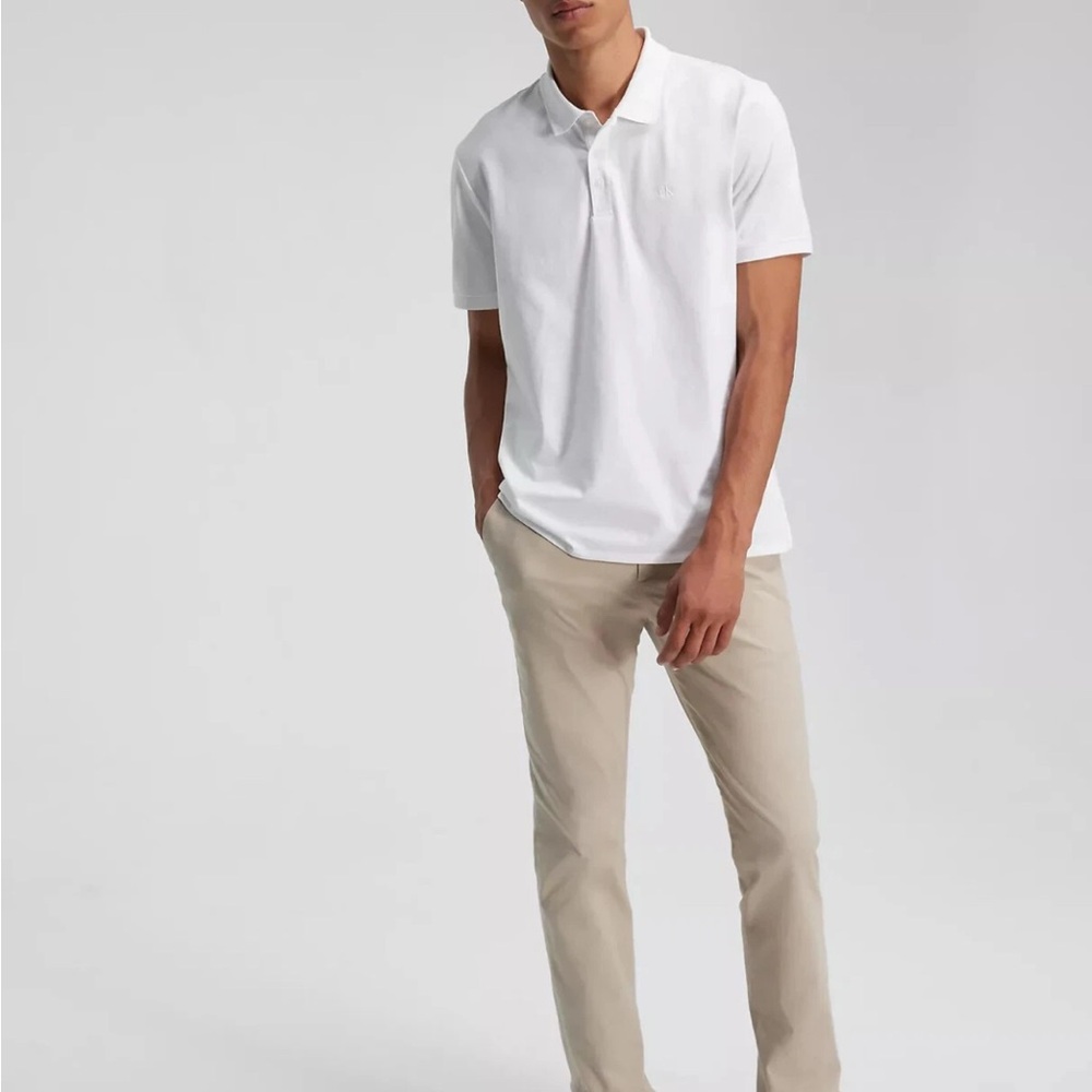 Calvin Klein Classic Smooth Cotton White Polo Shirt - Picture 3 of 7